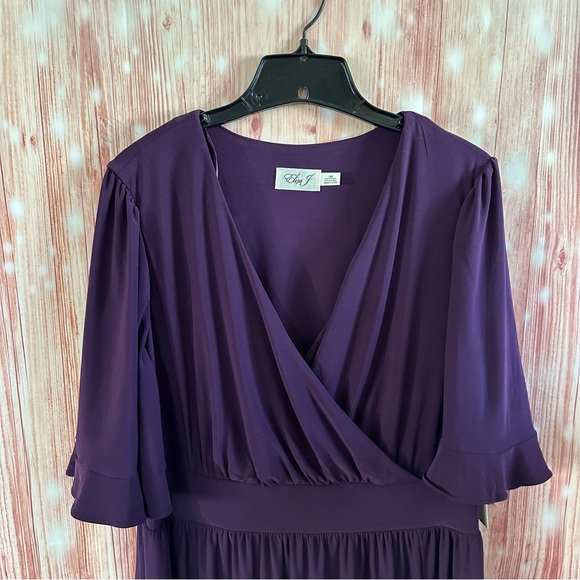 Eliza J Purple Asymmetrical Hem Surplice Dress - Picture 3 of 11